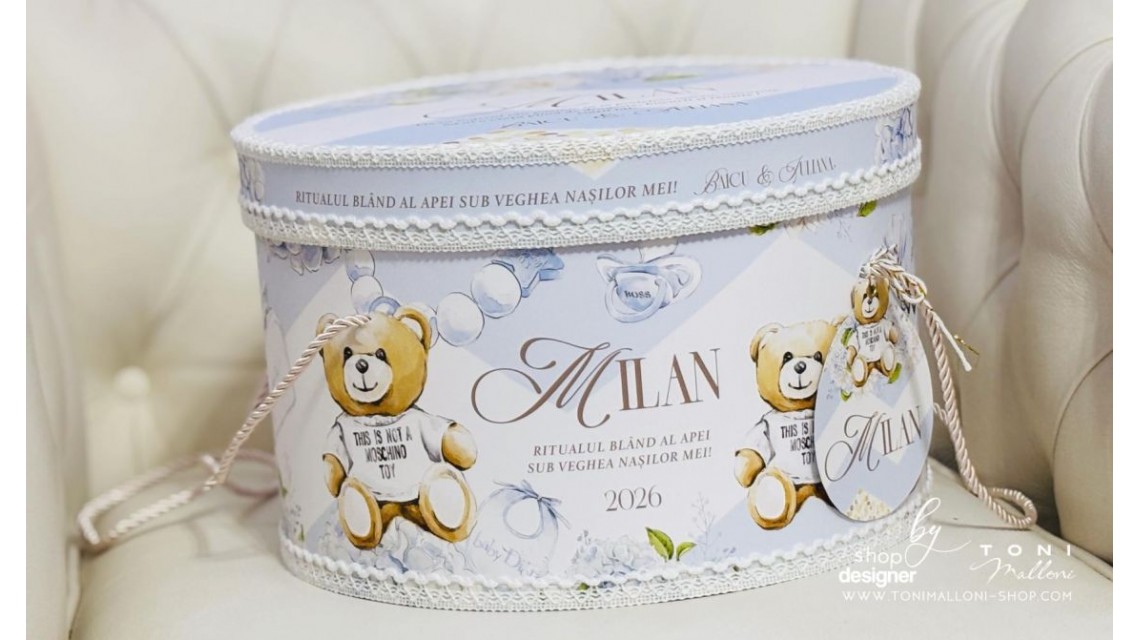 Set prima băiță după botez băiat cu ursuleți Moschino Toy Ritualul blând al apei 21